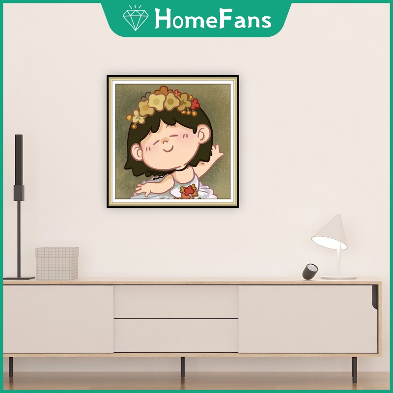 Bộ Tranh Đính Đá 5D Tự Làm 30x30cm / 40x40cm / 50x50cm Hình Nhân Vật Hoạt Hình Dễ Thương Trang Trí Nhà Cửa