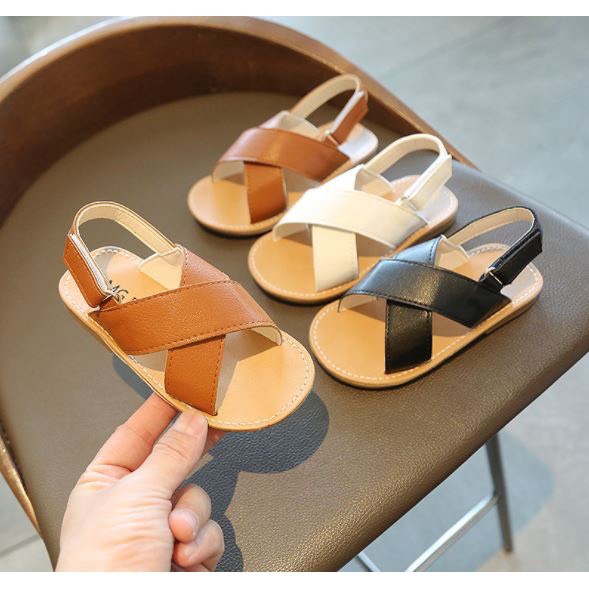 Sandal cho bé trai bé gái quai chéo có quai dán da đi học, đi chơi đé chống trượt, siêu mềm (V532)