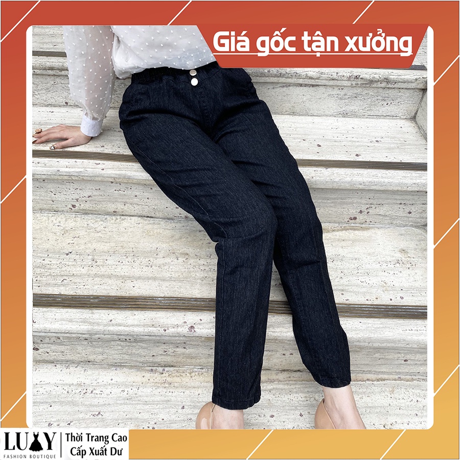 Quần jean nữ dáng baggy cạp chun, co giãn 4 chiều vải bò xuất khẩu, đủ size từ 40kg-80kg Luxy V193