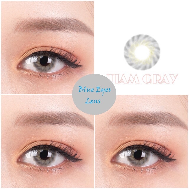 &lt;Lens  giãn nhẹ màu xám  vân xáy cá tính&gt;Kính áp tròng Hàn Quốc BLUE EYES TIAM GRAY - Lens cận thời trang made in korea