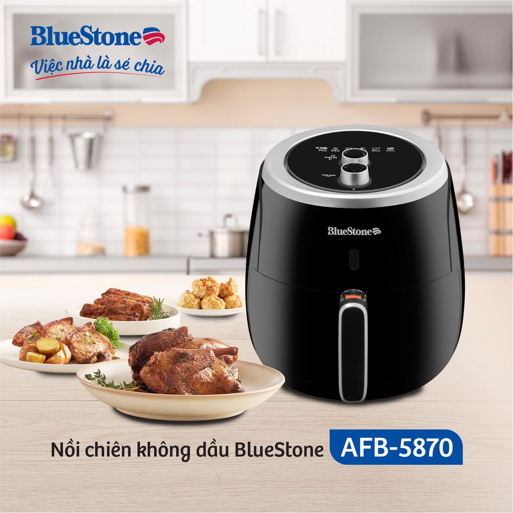 [Mã ELHAMS5 giảm 6% đơn 300K] Nồi chiên không dầu Bluestone AFB-5870 5 lít - công nghệ làm nóng Rapid 2000w