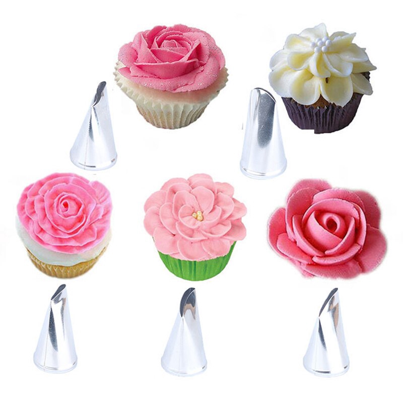 Bộ 5 cái đầu nặn kem tạo hình bông hoa trang trí bánh ngọt