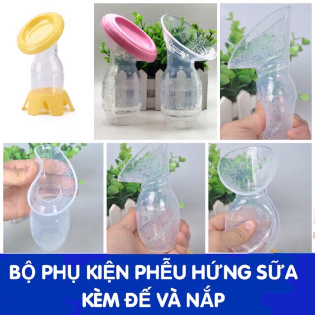 Phễu hứng sữa rảnh tay Silicon (kèm nắp và đế)