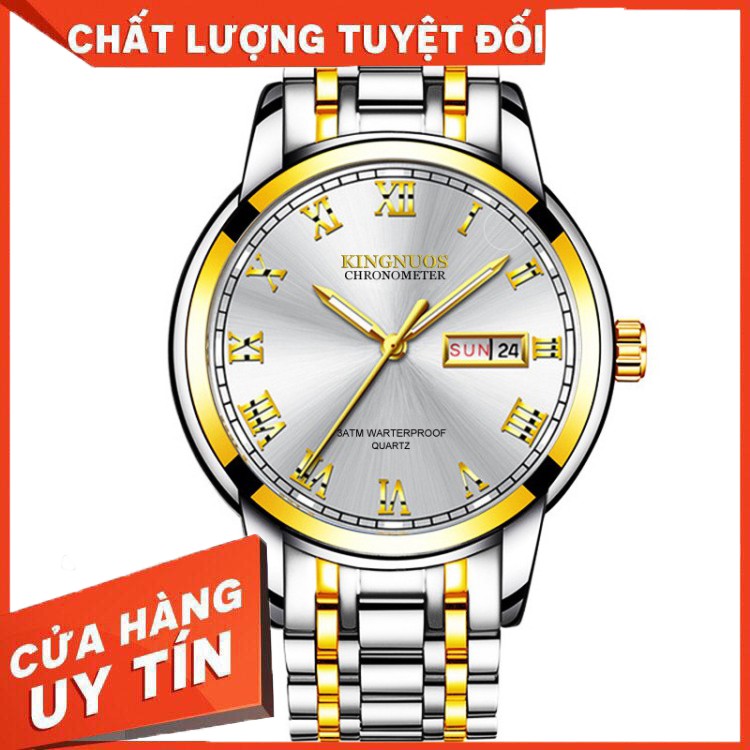 HÀNG CAO CẤP -  Đồng Hồ Nam KINGNUOS K59 Chạy 2 Lịch Dây Thép Không GỈ Cao Cấp + Tặng Hộp  - Hàng Cao Cấp