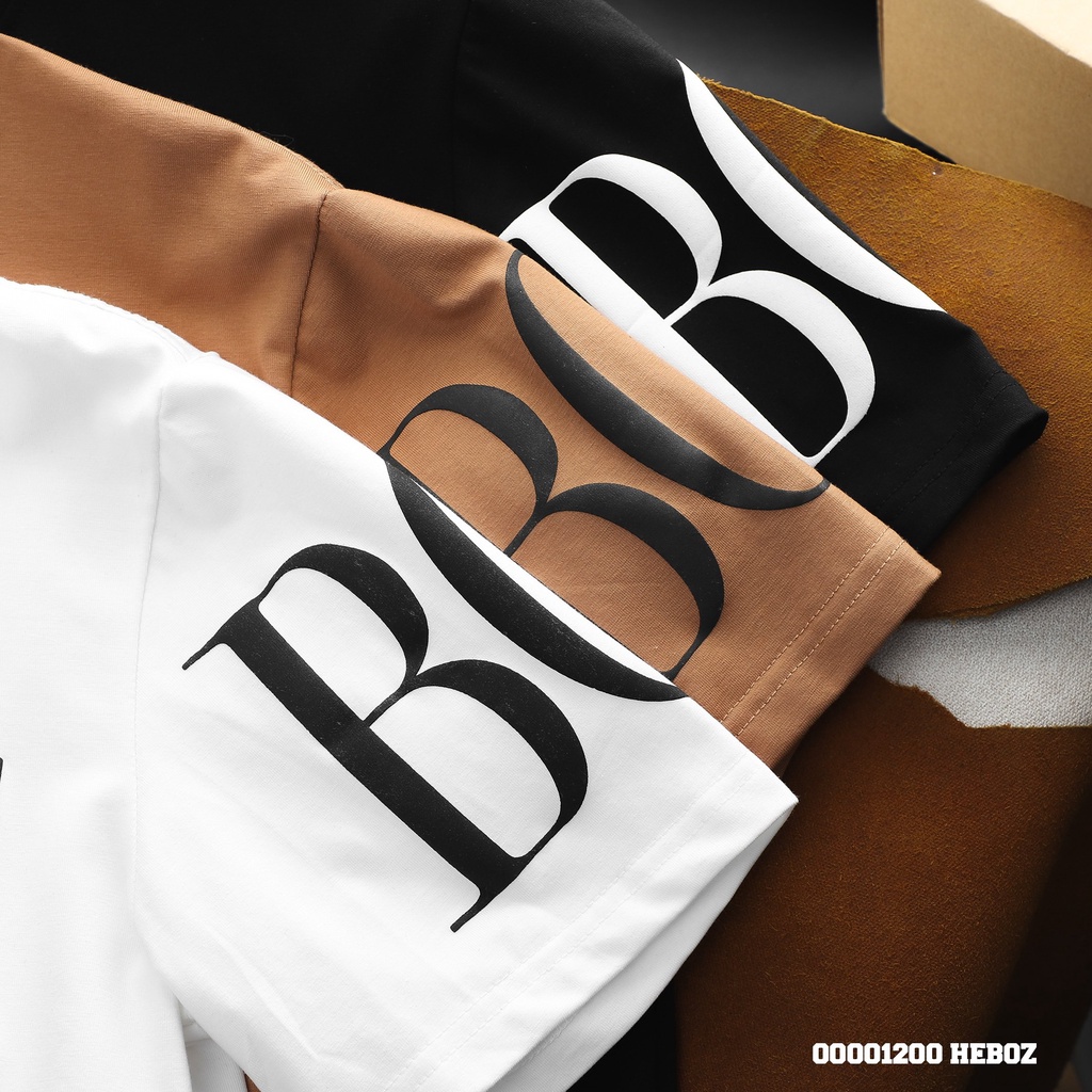 Áo thun nam Heboz in chữ denim 3M, cotton 4 chiều cao giãn, thoáng mát - 00001200