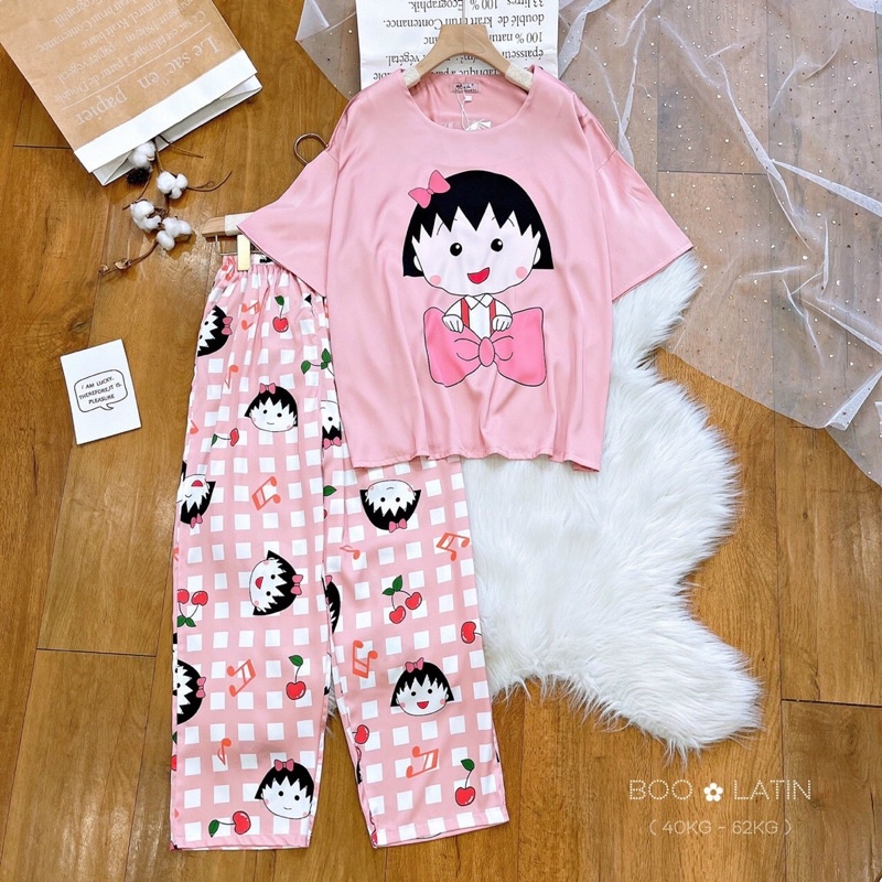 Đồ ngủ, đồ bộ mặc nhà lụa Latin cổ tròn mẫu gấu xinh xắn 40-63kg | BigBuy360 - bigbuy360.vn