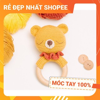 [FREESHIP + HANDMADE] Lục lạc cầm tay MẪU GẤU, móc tay 100% len chất lượng cao, an toàn tuyệt đối cho bé tập cầm nắm