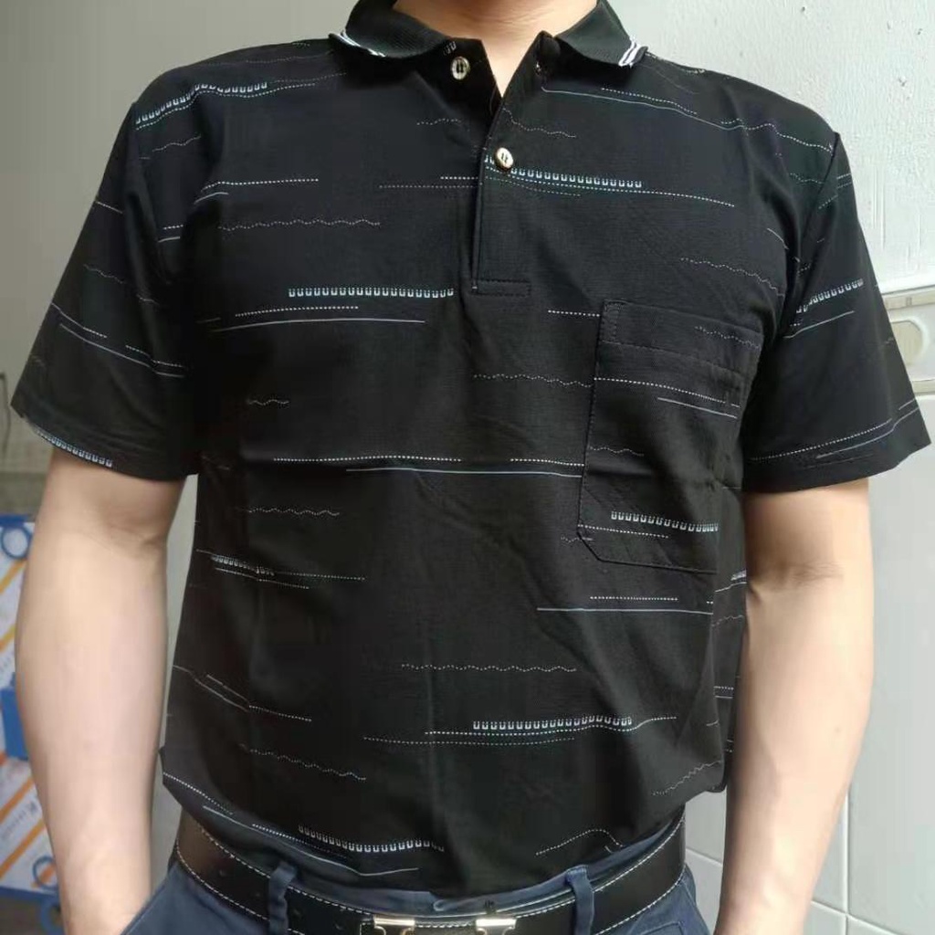 Áo thun polo dáng rộng ngắn tay có túi size lớn dành cho nam trung niên 3.27 zthq