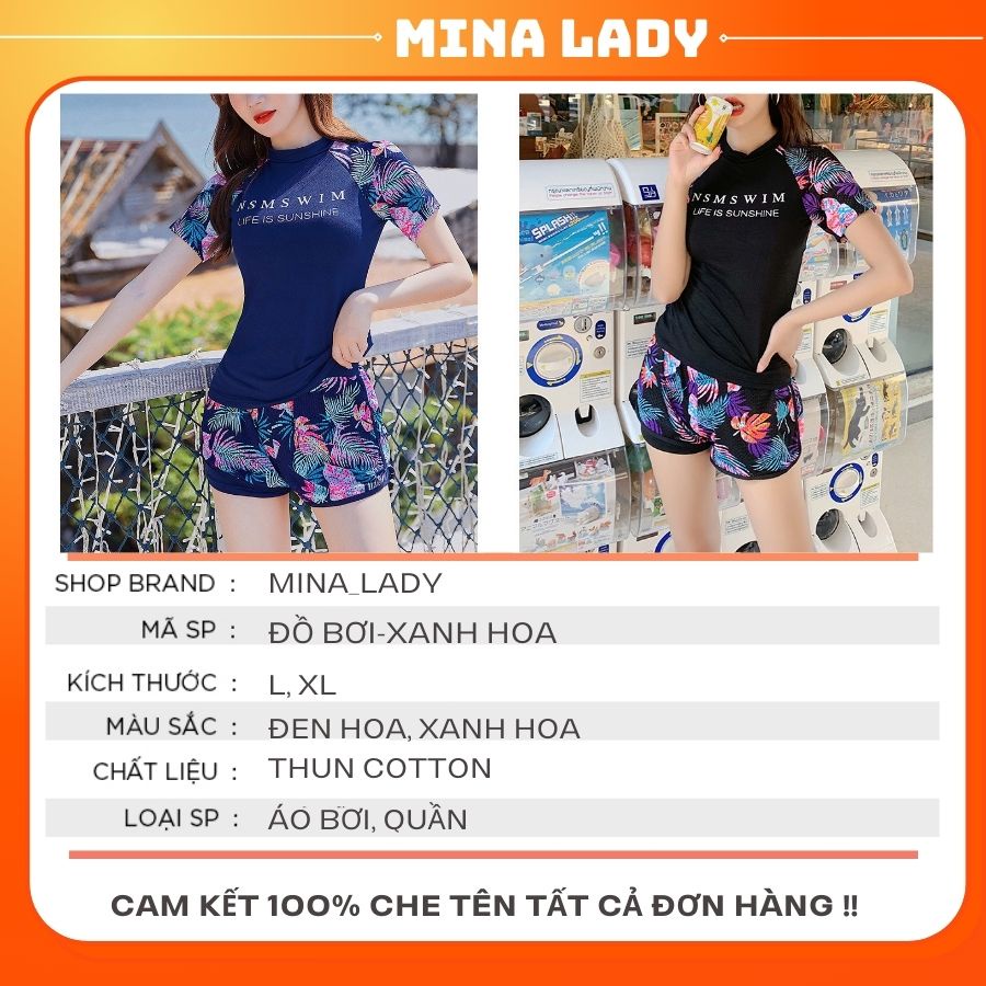 Bộ Đồ Bơi Nữ Gồm Áo Bơi Kín Đáo Và Quần Bơi Nữ Màu Hoa Đẹp Mắt Trẻ Trung Cuốn Hút Giá Rẻ -Hàng Quảng Châu Loại 1