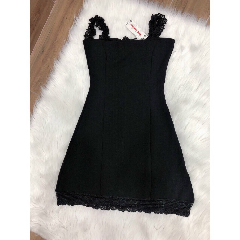 Đầm Body Hotgirl Màu Đen Vải Phối Ren Dày Đẹp Freesize [ảnh thật 100%] | BigBuy360 - bigbuy360.vn