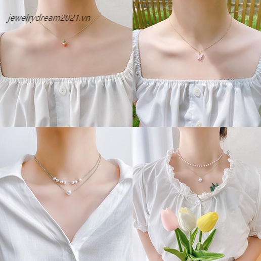 Dây chuyền cổ đính đá thiết kế xinh xắn thời trang nữ tính