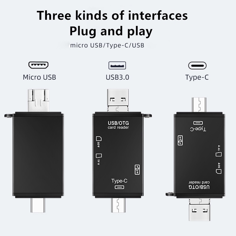 Đầu Đọc Thẻ Nhớ 6 Trong 1 USB 3.0 Micro USB/U Disk/Type C/TF/SD Đa Năng