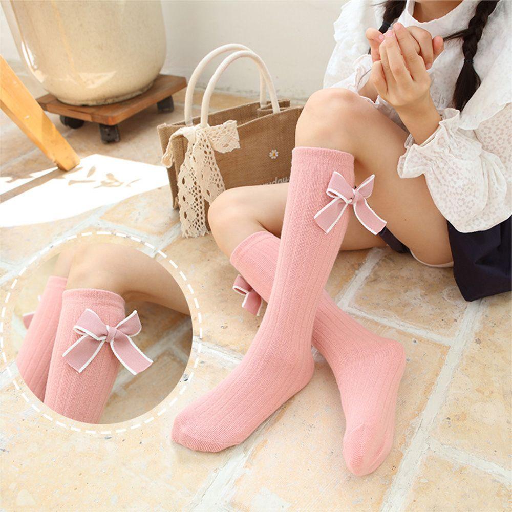 BEAUTY Vớ Ống Thấm Hút Mồ Hôi Đính Nơ Thời Trang Thu Đông Ấm Áp Cho Bé