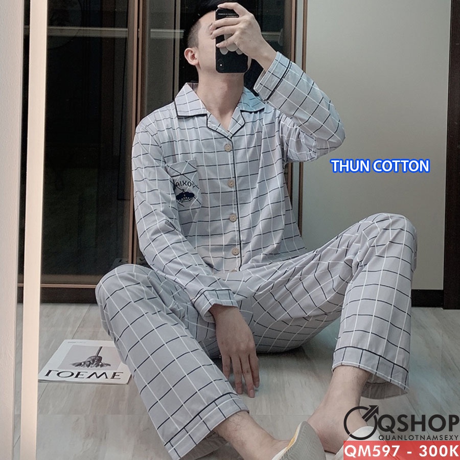 Bộ đồ pijama nam thun cotton tay dài cao cấp QSHOP QM593 - QM594 - QM595 - QM596 - QM597