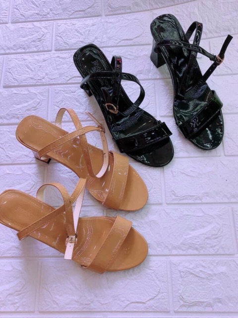 [XẢ KHO] Sandal Da Mềm Quai Trơn gót cao 7cm - ảnh thật kèm clip