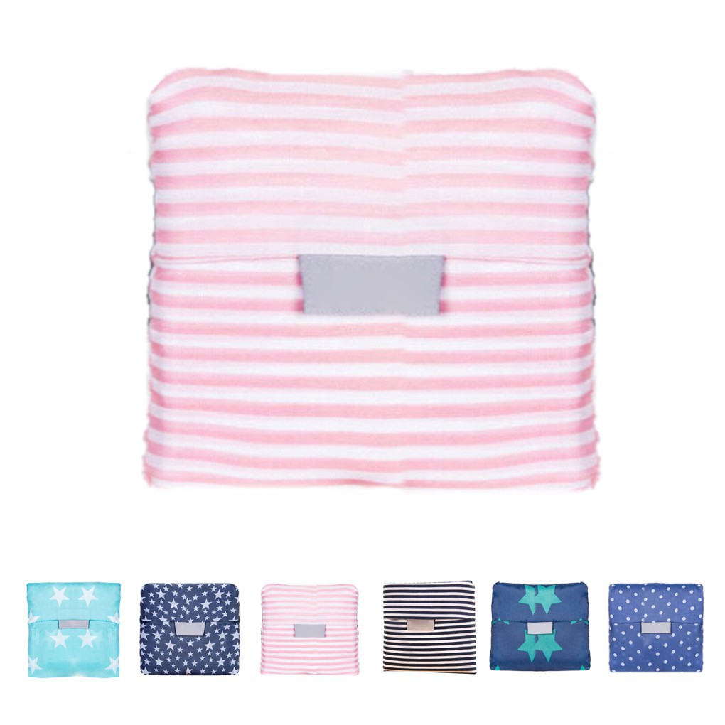 Túi đựng đồ lớn, tái sử dụng thân thiện môi trường, gấp được, họa tiết sao và sọc