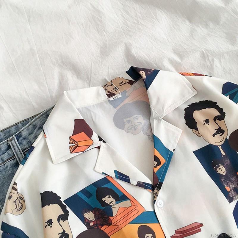 Áo sơ mi chiffon tay ngắn in họa tiết hoạt hình thời trang cá tính cho nữ | BigBuy360 - bigbuy360.vn