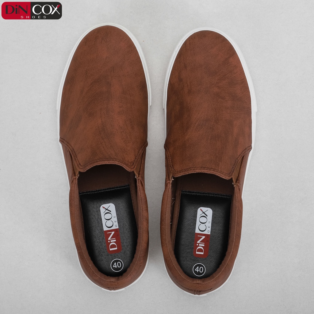 Giày Lười Sneaker Da Nam DINCOX C38 Đơn Giản, Lịch Lãm Brown