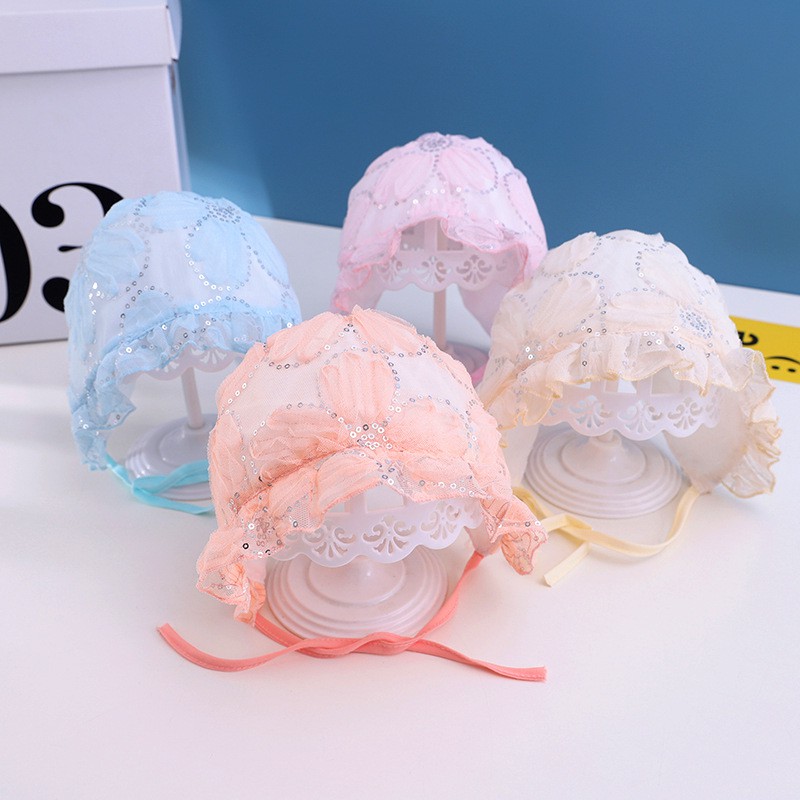 Nón Cotton Phối Ren Xinh Xắn Dành Cho Bé Gái