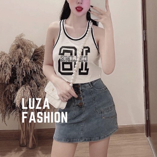 [Mã LUZAA10 giảm 10K] Áo croptop thể thao thun 3 lỗ in số