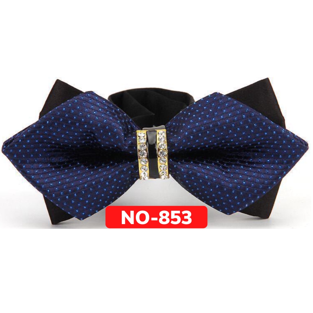 Nơ cài cổ áo Nam màu xanh đính đá thời trang dành cho chú rể, dự tiệc, chụp ảnh NO-853