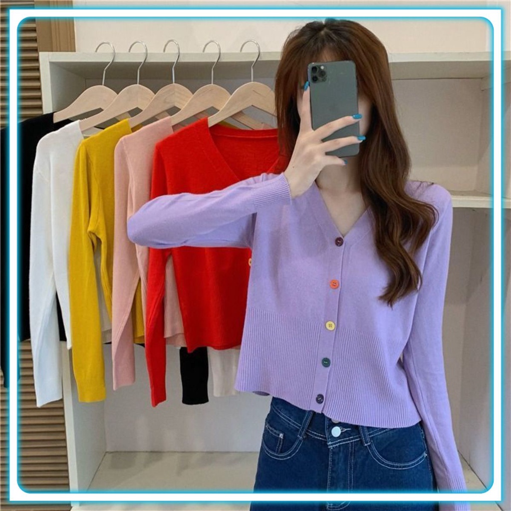 Áo Thun Nữ Áo Khoác Cardigan Len Nữ Cúc Nhỏ Nhiều Màu