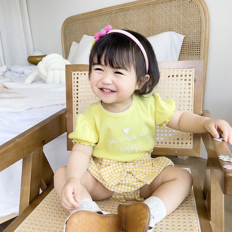 Set Áo Thun Ngắn Tay + Quần Short Thời Trang Hè Hàn Quốc Mới Cho Bé Gái