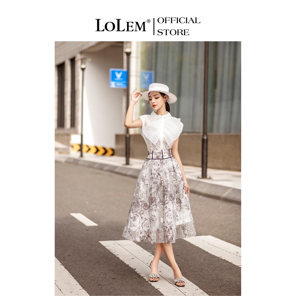 Chân váy dài LOLEM CVX352 lưng viền nhung vải tơ organza không nhăn bền