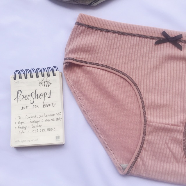 [Mã 12FASHIONSALE1 giảm 10K đơn 50K] Quần lót nữ cotton tăm tre đính nơ gân 2 mặt siêu thấm hút mồ hôi QC39 | BigBuy360 - bigbuy360.vn