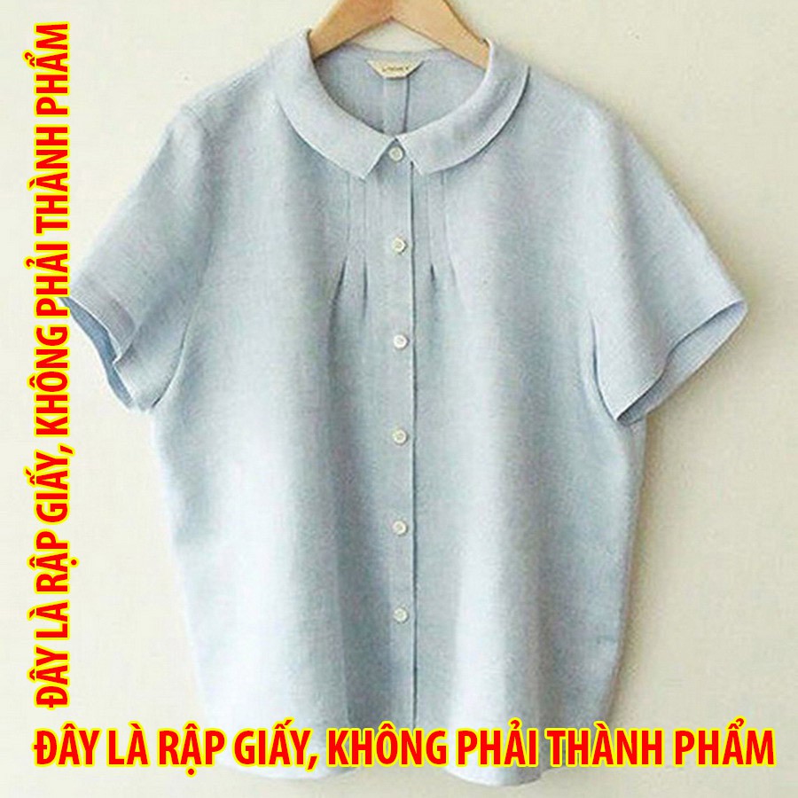 Rập giấy LL011 - Áo sơmi kiểu, cổ sen, xếp ly cổ