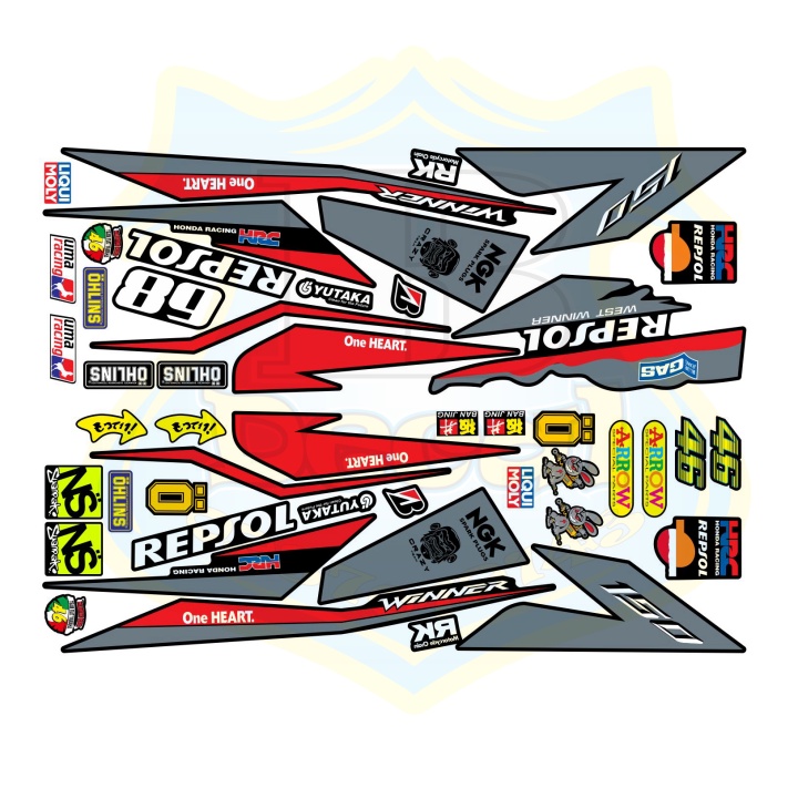 ( Quí khách vui lòng mang ra tiệm cho thợ dán ) winner Repsol xám đen