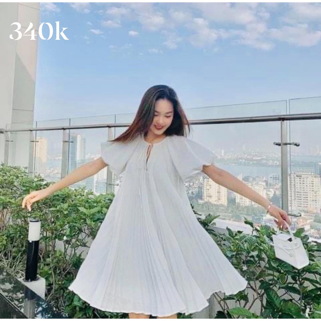 Đầm quạt👗💁‍♀️ dập ly tay phồng đèn lồng