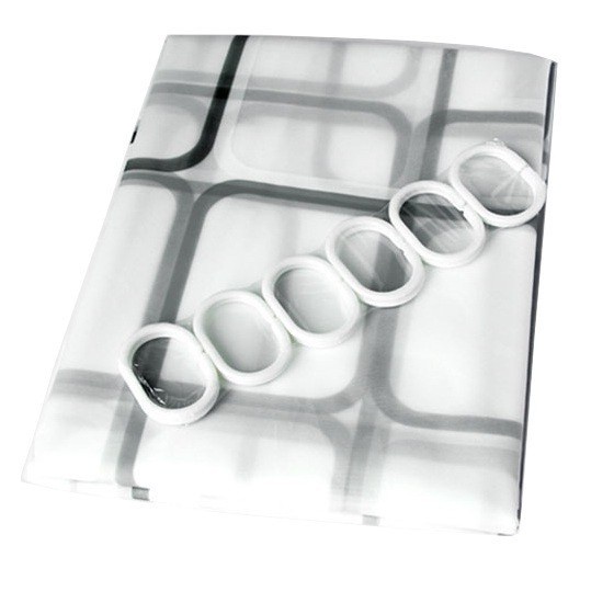 [Tổng Kho Sỉ] Rèm Cửa Nhà Tắm Loại 9 Móc 1.8 x1.8 m - Họa Tiết Ô Vuông