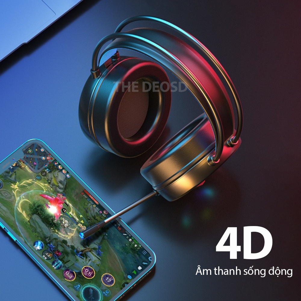 Tai Nghe Chụp Tai Có Dây, Tai Nghe Chơi Game Micro The Deosd USB TD-WH/P