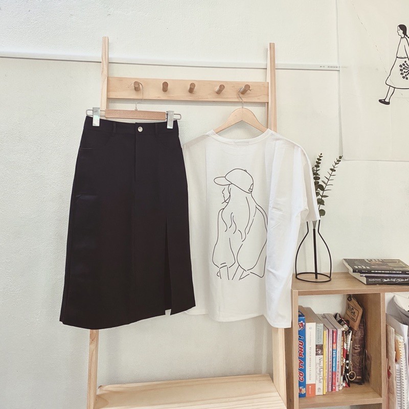 Váy kaki dài xẻ lai (2 màu) | BigBuy360 - bigbuy360.vn