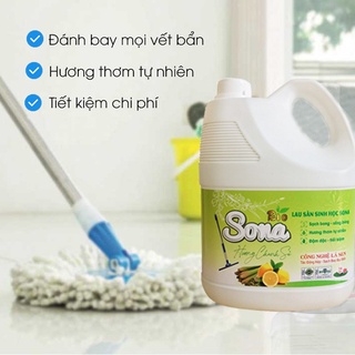 Nước lau sàn nhà hữu cơ đuổi muỗi hương sả chanh, hương quế SoNa 1kg/1,25kg/3,6kg không hại men gạch, phù hợp sàn gỗ