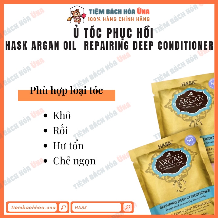 Kem ủ tóc Hấp xả phục hồi tóc hư tổn, xơ, rối, chẻ ngọn Hask Argan Oil Conditioning Treatments 50ml