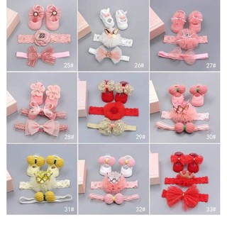 combo set băng đô và giầy tất cho bé cưng