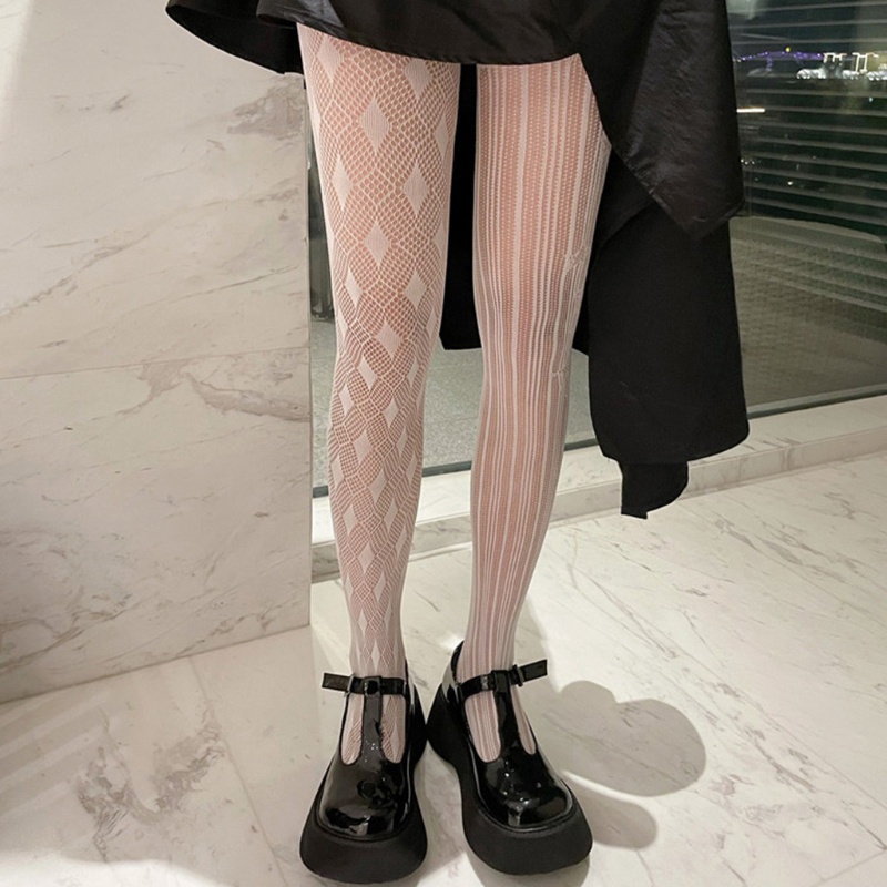 Quần Tất Lưới Họa Tiết Kim Cương Và Ngôi Sao Phong Cách Harajuku Quyến Rũ Cho Nữ