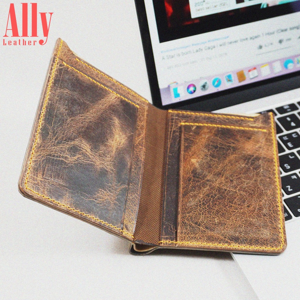 Ví Da Bò Nam Handmade Vân Cá Mập Cao Cấp | Ally Leather - L02