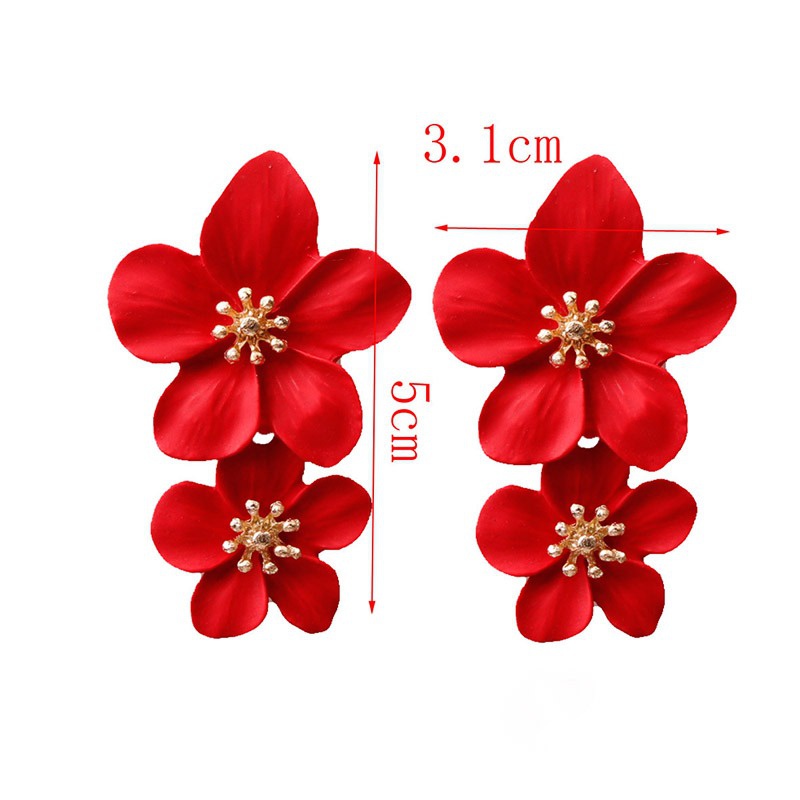 2020 New Design Fashion Jewelry Elegant Big Double Mixed Flower Co Earrings Summer Style Beach Party Earring for Women Jewelry