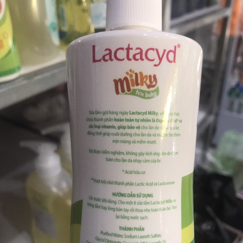 Sữa tắm gội Lactacyd Milky bảo vệ và nuôi Dưỡng Da và Tóc Bé 500ml
