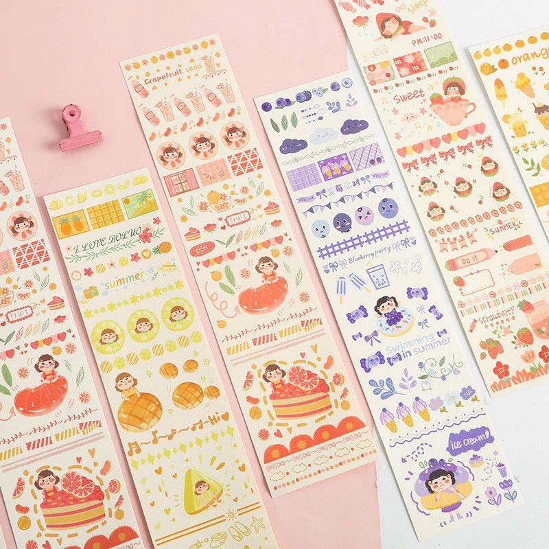 Sticker hoa quả nhiệt đới dài chữ nhật cute - Mitstore