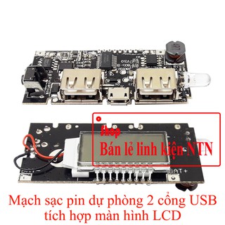Mạch sạc pin dự phòng 2 cổng USB tích hợp màn hình LCD