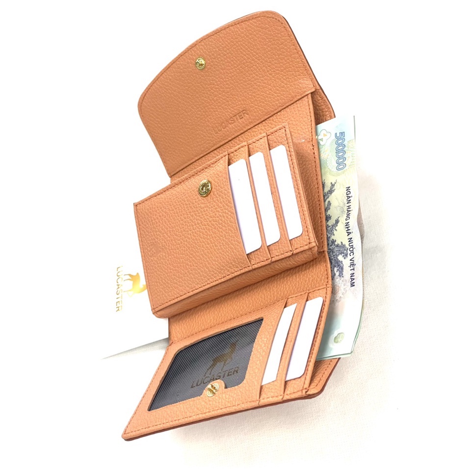 Ví nữ, ví ba gấp Roses nắp cong thời trang da nhập khẩu - thời trang OLUX - sản phẩm full box