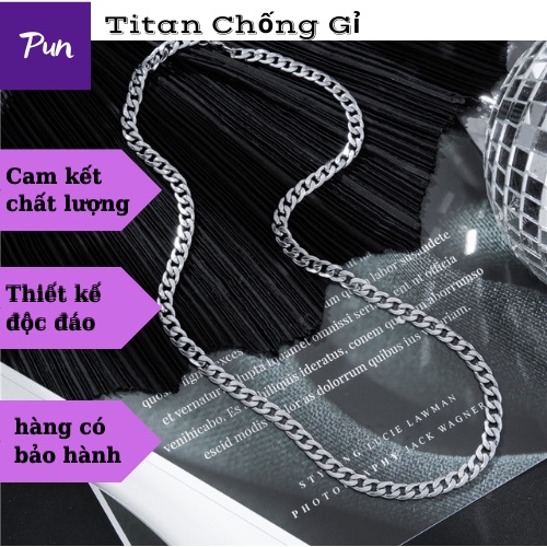Vòng Cổ Nam Chuỗi Trơn bản nhỏ Cuban Basic Thời Trang Punstore Phong Cách Ngầu Hiphop Chất Liệu Titan Đẹp Không Gỉ