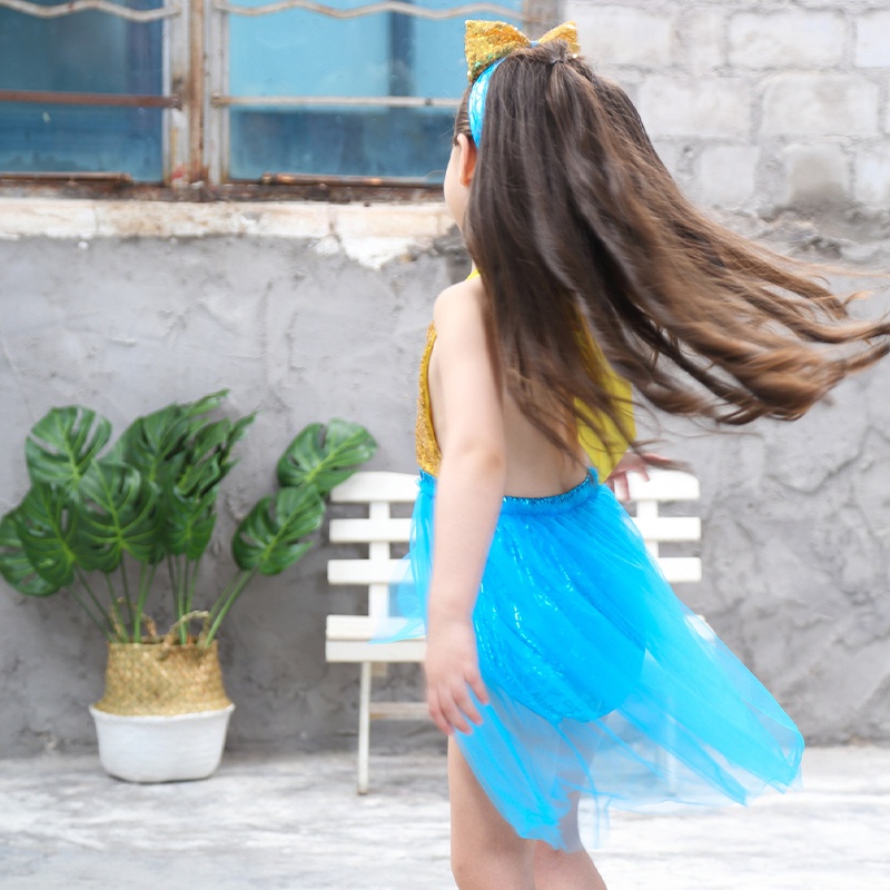 Đồ Bơi Một Mảnh Hở Lưng Phối Ren Cho Bé