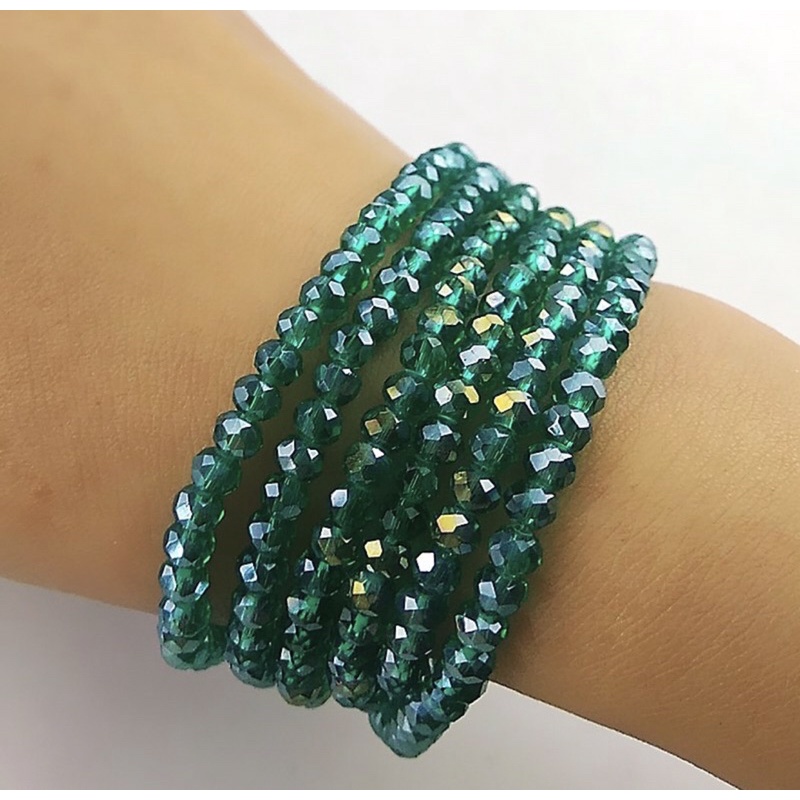 Hạt pha lê tròn góc cạnh 6mm dùng sâu vòng trang sức ( gói 100 viên )