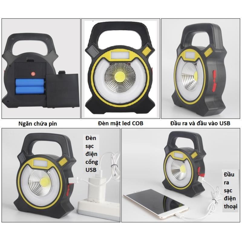 Đèn pin xách tay, Đèn xách tay Led COB kết hợp sạc dự phòng đa năng (W815)