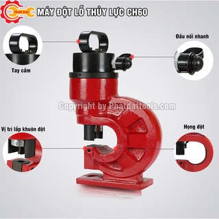 Máy đột lỗ thủy lực CH60 đỏ-Đột bản dày 5mm